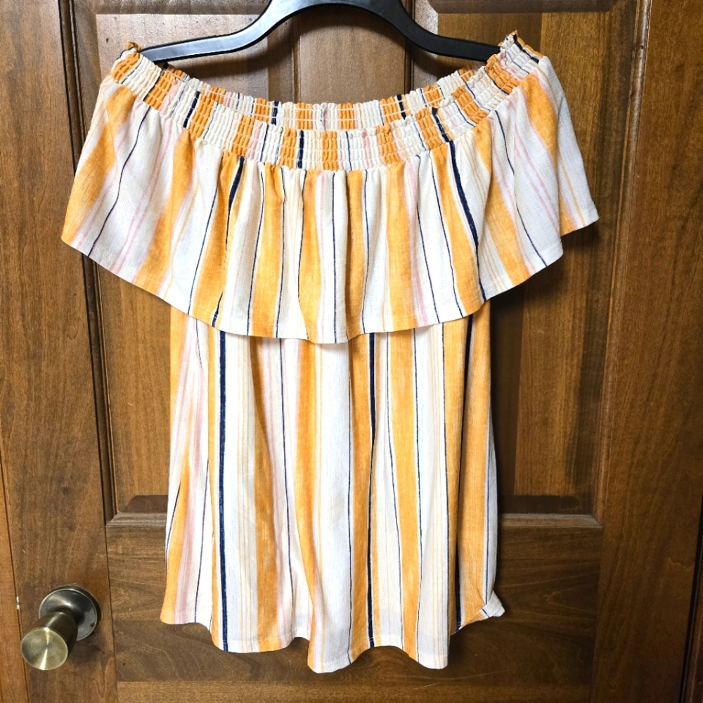 Lauren Conrad Off Shoulder Striped Top, PTP=17.5"